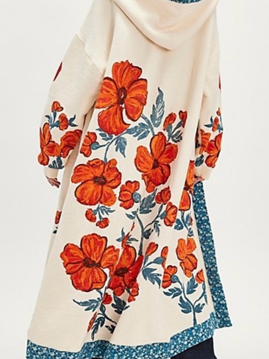 Free People Jackets & Blazers - NWT FREE PEOPLE Super Bloom BLUE LAGOON COMBO Maxi Cardigan Jacket SZ MEDIUM